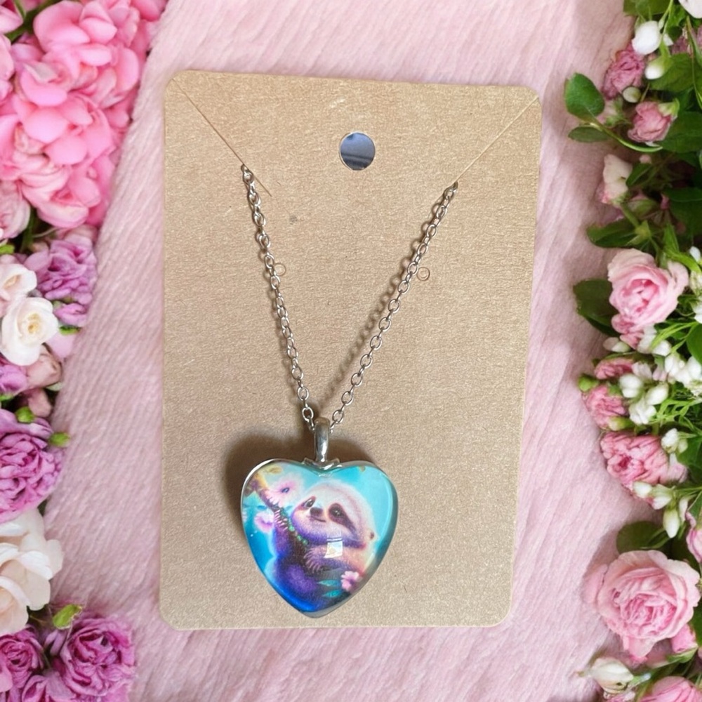 Sloth Heart Pendant I Love You Necklace